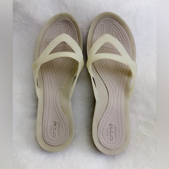 CROCS Shoes - CROCS Women’s Isabella Cream Sandals Sz 8